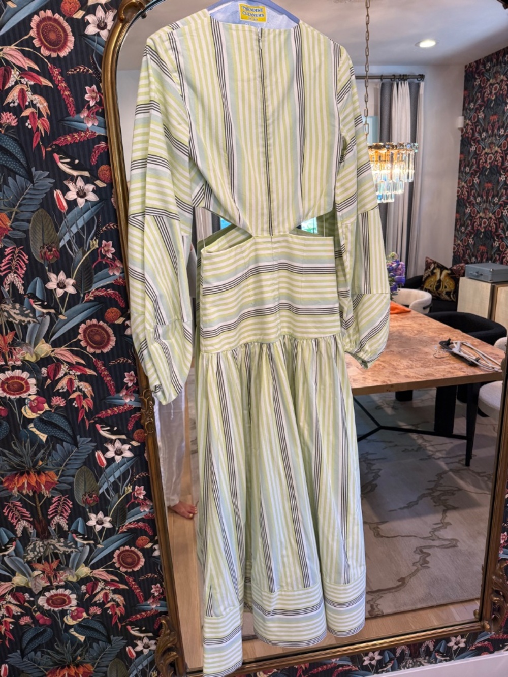 Significant other white and green stripe maxi dress with cutouts and tie detail - Picture 2 of 4